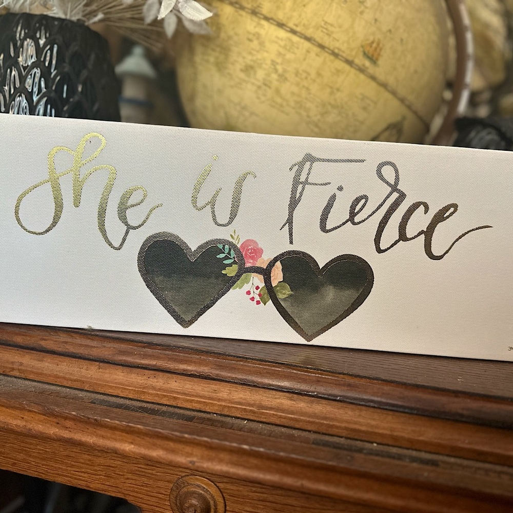 🖤 She Is Fierce Heart Sunglasses Gold Foil Canvas Art Print 🖤